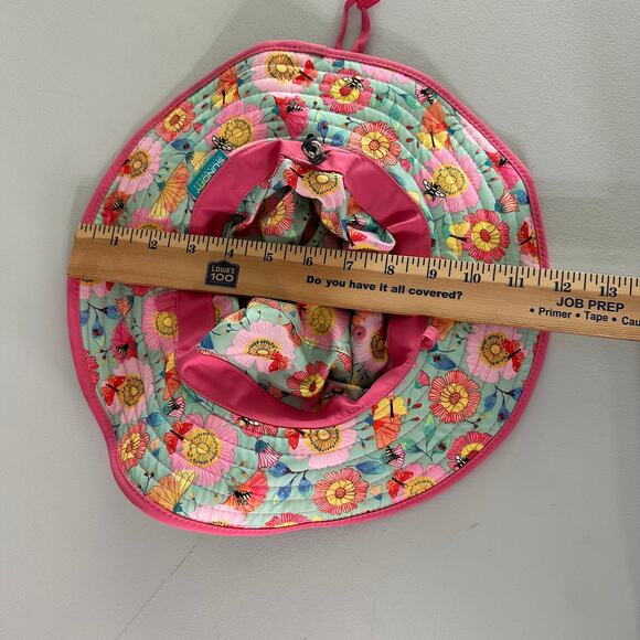 Sunday Afternoons Kids Reversible Sun Hat M UPF 50+ Pink Floral Khaki 3–6 Yr - Picture 5 of 7